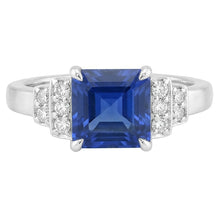 Afbeelding in Gallery-weergave laden, Diamanten Fancy Ring Asscher Geslepen Saffier Edelsteen 3 Karaat Prong Set