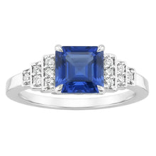 Afbeelding in Gallery-weergave laden, Diamanten Fancy Ring Asscher Geslepen Saffier Edelsteen 3 Karaat Prong Set