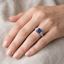 Afbeelding in Gallery-weergave laden, Diamanten Fancy Ring Asscher Geslepen Saffier Edelsteen 3 Karaat Prong Set