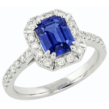 Afbeelding in Gallery-weergave laden, Diamanten Halo Ring Smaragd Sri Lankaanse Saffier 3 Karaat