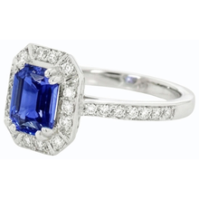 Afbeelding in Gallery-weergave laden, Diamanten Halo Ring Smaragd Sri Lankaanse Saffier 3 Karaat