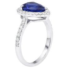 Afbeelding in Gallery-weergave laden, echte round saffier 3.75karaat ring close-up detail