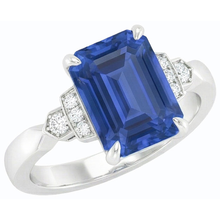 Afbeelding in Gallery-weergave laden, Diamanten Jubileum Emerald Ceylon Sapphire Ring 3 karaat sieraden