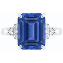 Afbeelding in Gallery-weergave laden, Diamanten Jubileum Emerald Ceylon Sapphire Ring 3 karaat sieraden