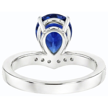 Afbeelding in Gallery-weergave laden, echte round saffier 4karaat ring close-up detail