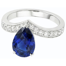 Afbeelding in Gallery-weergave laden, echte round saffier 4karaat ring bovenaanzicht