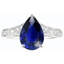 Afbeelding in Gallery-weergave laden, echte round saffier 4karaat ring profielweergave