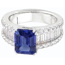 Afbeelding in Gallery-weergave laden, echte radiant saffier 3.50karaat ring close-up detail