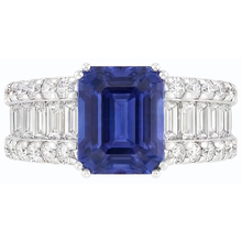 Afbeelding in Gallery-weergave laden, echte radiant saffier 3.50karaat ring vooraanzicht