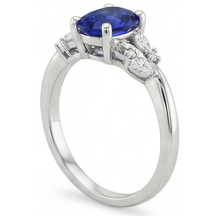 Afbeelding in Gallery-weergave laden, Diamanten Ring Ovale Blauwe Saffier Met Markiezin & Ronde Stenen 4 Karaat