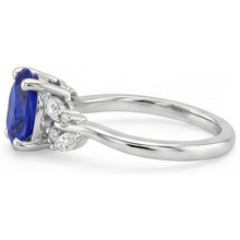 Afbeelding in Gallery-weergave laden, Diamanten Ring Ovale Blauwe Saffier Met Markiezin & Ronde Stenen 4 Karaat