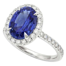 Afbeelding in Gallery-weergave laden, Diamanten Ring Saffier Halo
