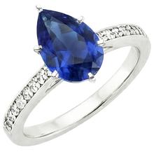 Afbeelding in Gallery-weergave laden, Natuurlijke uit de aarde gewonnen diamanten ring solitaire peer Ceylonsaffier met accenten 7.25 karaat