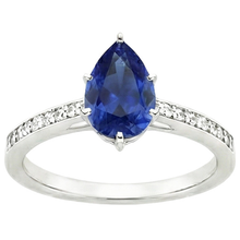 Afbeelding in Gallery-weergave laden, Natuurlijke uit de aarde gewonnen diamanten ring solitaire peer Ceylonsaffier met accenten 7.25 karaat