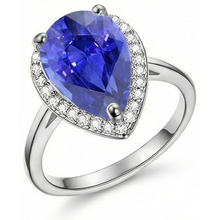 Afbeelding in Gallery-weergave laden, Diamanten Sieraden Halo Ceylon Saffier Ring 4 Karaat