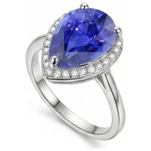 Afbeelding in Gallery-weergave laden, Diamanten Sieraden Halo Ceylon Saffier Ring 4 Karaat