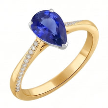 Afbeelding in Gallery-weergave laden, Diamanten Sieraden Ring Peervormige Ceylon Sapphire 2.50 Karaat