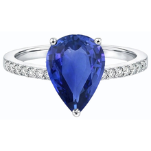 Afbeelding in Gallery-weergave laden, echte round saffier 4karaat ring profielweergave