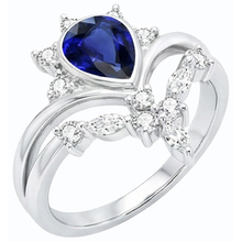 Afbeelding in Gallery-weergave laden, echte round saffier 3karaat ring op wit