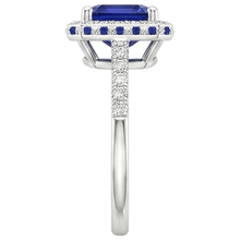 Afbeelding in Gallery-weergave laden, Diamanten edelsteen ring Halo prinses blauwe saffier goud 14K 4,50 karaat