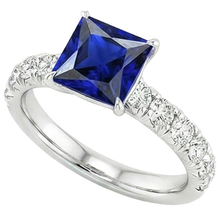 Afbeelding in Gallery-weergave laden, Natuurlijke uit de aarde gewonnen diamanten gouden ring, Prong Gezet met Sri Lankaanse saffier en accenten, 6 karaat