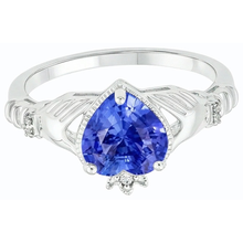 Afbeelding in Gallery-weergave laden, Diamanten hart lichtblauwe saffier ring 2 karaat dames sieraden