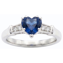 Afbeelding in Gallery-weergave laden, Diamanten jubileum hart Sri Lankaanse saffier ring 5 steen 1,75 karaat