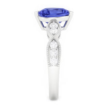 Afbeelding in Gallery-weergave laden, Diamanten jubileum hart blauwe saffier ring 3 karaat gedraaide stijl