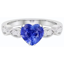 Afbeelding in Gallery-weergave laden, Diamanten jubileum hart blauwe saffier ring 3 karaat gedraaide stijl