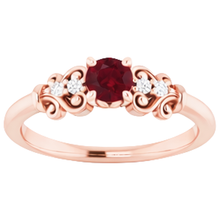 Afbeelding in Gallery-weergave laden, Diamanten ring 1.10 karaat Birma Ruby antieke stijl Rose goud 14K