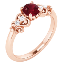 Afbeelding in Gallery-weergave laden, Diamanten ring 1.10 karaat Birma Ruby antieke stijl Rose goud 14K