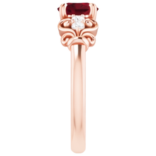 Afbeelding in Gallery-weergave laden, Diamanten ring 1.10 karaat Birma Ruby antieke stijl Rose goud 14K