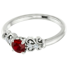 Afbeelding in Gallery-weergave laden, echte round robijn 1.10karaat ring close-up detail