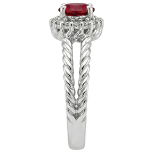Afbeelding in Gallery-weergave laden, Diamanten ring Robijn en Natuurlijke echte diamanten ( niet in een laboratorium gekweekt ) 2 karaat witgoud 14K sieraden