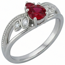 Afbeelding in Gallery-weergave laden, echte round robijn 1karaat ring met diamantaccenten