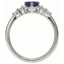 Afbeelding in Gallery-weergave laden, Diamanten ring hart blauwe saffier 5 steen 1,25 karaat gouden sieraden