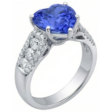 Afbeelding in Gallery-weergave laden, Diamanten ring hartvormige lichtblauwe saffier sieraden 5,50 karaat