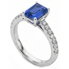 Afbeelding in Gallery-weergave laden, Diamanten ring smaragd blauwe saffier edelsteen met accenten 2,50 karaat