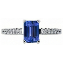 Afbeelding in Gallery-weergave laden, Diamanten ring smaragd blauwe saffier edelsteen met accenten 2,50 karaat