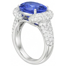 Afbeelding in Gallery-weergave laden, Diamanten ring voor dames Ovale blauwe saffier 4 karaat goud 14K sieraden