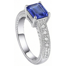 Afbeelding in Gallery-weergave laden, Diamanten ringmand in antieke stijl Emerald geslepen saffier 2,50 karaat