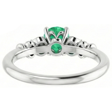 Afbeelding in Gallery-weergave laden, Diamanten ronde groene smaragd ring 1,40 karaat witgoud 14K sieraden
