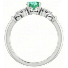 Afbeelding in Gallery-weergave laden, Diamanten ronde groene smaragd ring 1,40 karaat witgoud 14K sieraden