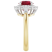 Afbeelding in Gallery-weergave laden, Diamanten ronde robijn ring Halo stijl goud 14K 1,50 karaat