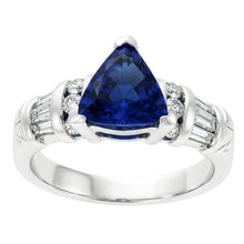 Afbeelding in Gallery-weergave laden, Diamanten sieraden triljoen saffier ring 2 karaat 14K witgoud