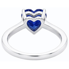 Afbeelding in Gallery-weergave laden, Diamanten verlovingshart Ceylon Sapphire Ring 2 karaat Milgrain Shank