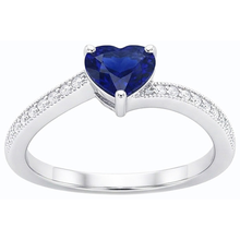 Afbeelding in Gallery-weergave laden, Diamanten verlovingshart Ceylon Sapphire Ring 2 karaat Milgrain Shank