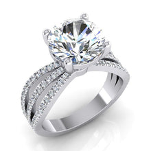 Afbeelding in Gallery-weergave laden, Diamanten verlovingsring 5 karaat drievoudige schacht effenen wit goud 14K