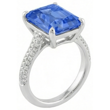 Afbeelding in Gallery-weergave laden, Diamanten verlovingsring 5 karaat stralende saffier edelsteen sieraden