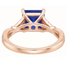 Afbeelding in Gallery-weergave laden, Natuurlijke uit de aarde gewonnen Diamanten Verlovingsring Prong Gezet Princess Blauwe Saffier 3.75 Karaat